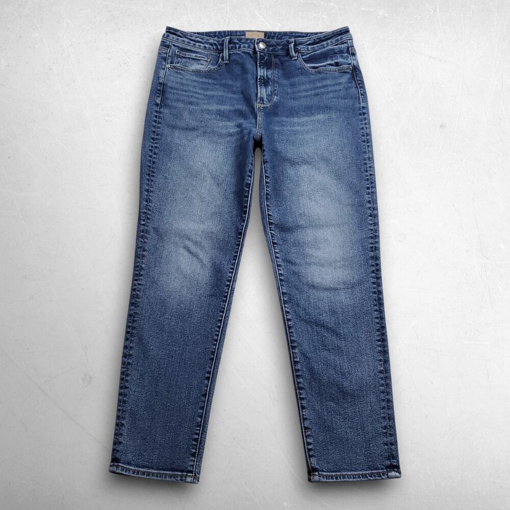 Driftwood Gizelle Tapered Cropped Jeans Women 31 Blue Stretch Boho Anthropologie